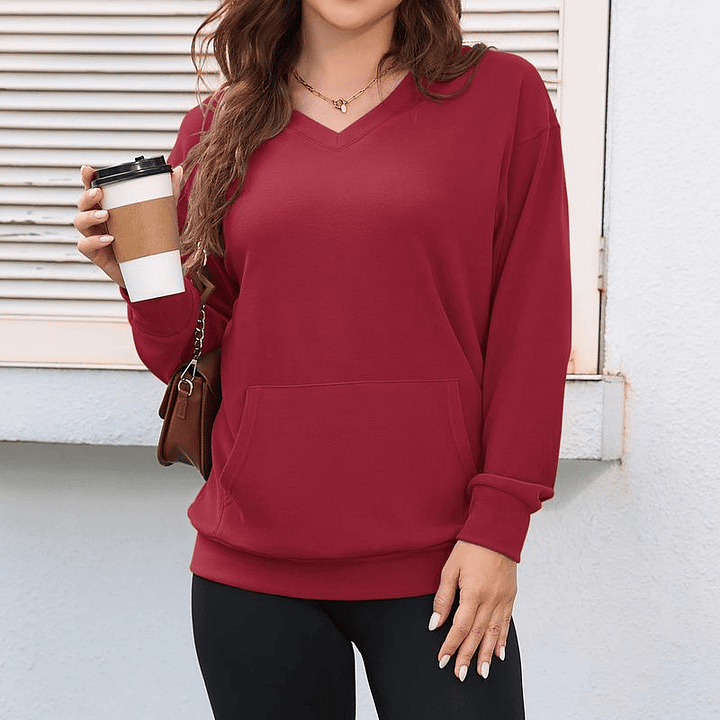 Assunta Mollo™ Wygodna bluza z kieszenią kangurek