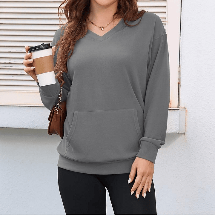 Assunta Mollo™ Wygodna bluza z kieszenią kangurek