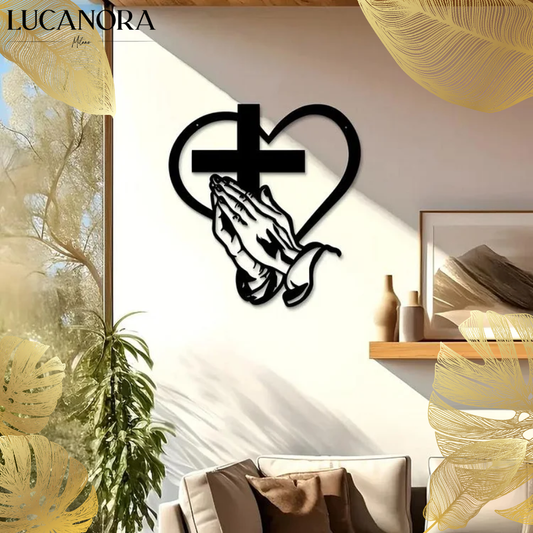 BlessHeart™ Elagancka, metalowa dekoracja ścienna z motywem modlitwy