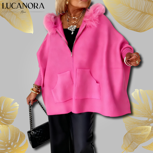 Camilla Floro™ Damska kurtka casualowa z futerkowym kołnierzem