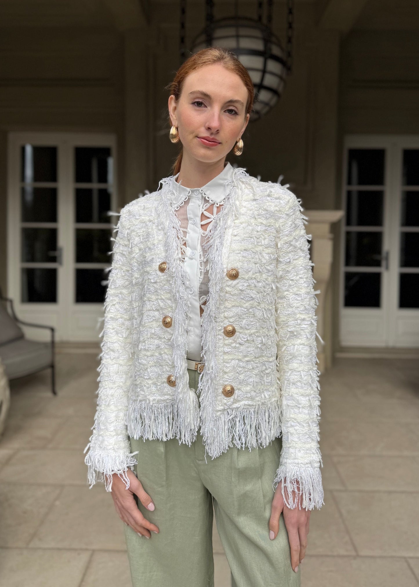 Carmen Farinaomen™ Elegancka kurtka z frędzlami