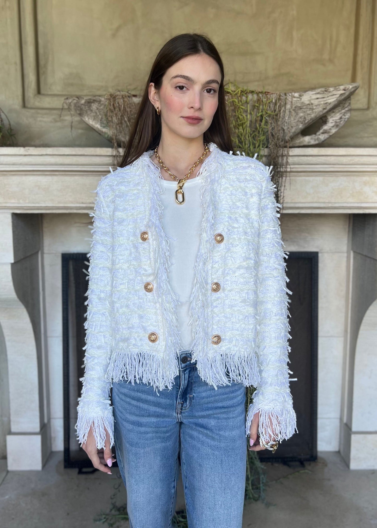 Carmen Farinaomen™ Elegancka kurtka z frędzlami