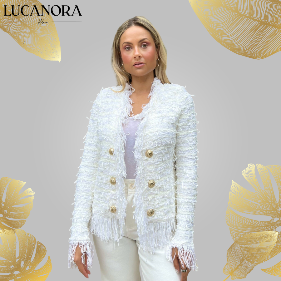 Carmen Farinaomen™ Elegancka kurtka z frędzlami