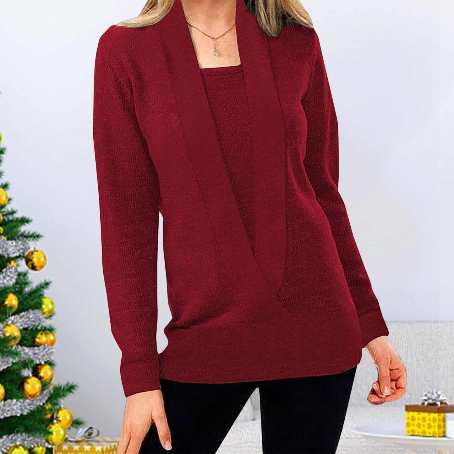 Cloe Balli™ Sweter damski w jednolitym kolorze z dzianiny