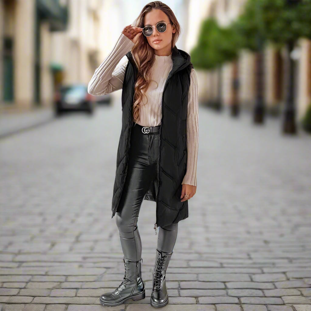 Clorinda Marchesani™ Damska długa pikowana kamizelka