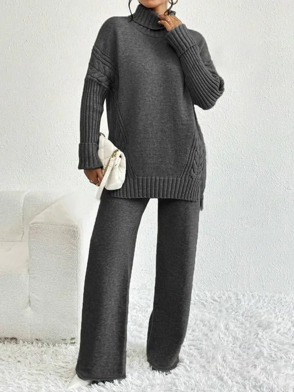 Degna Tomarchio™ Ciepły dzianinowy komplet z luźnymi spodniami