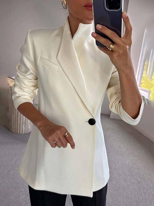 Delfina Bastone™ Elegancka asymetryczna marynarka zapinana na jeden guzik