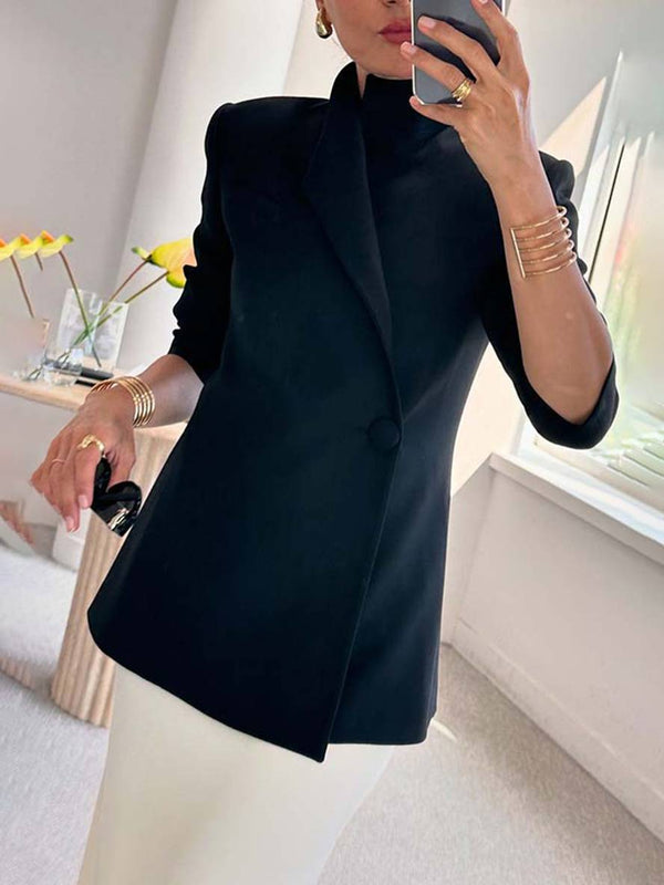 Delfina Bastone™ Elegancka asymetryczna marynarka zapinana na jeden guzik