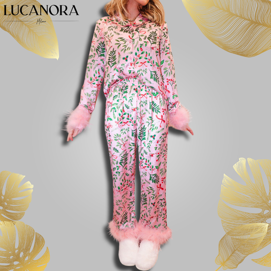 Delfina Varisco™ Różowa świąteczna piżama