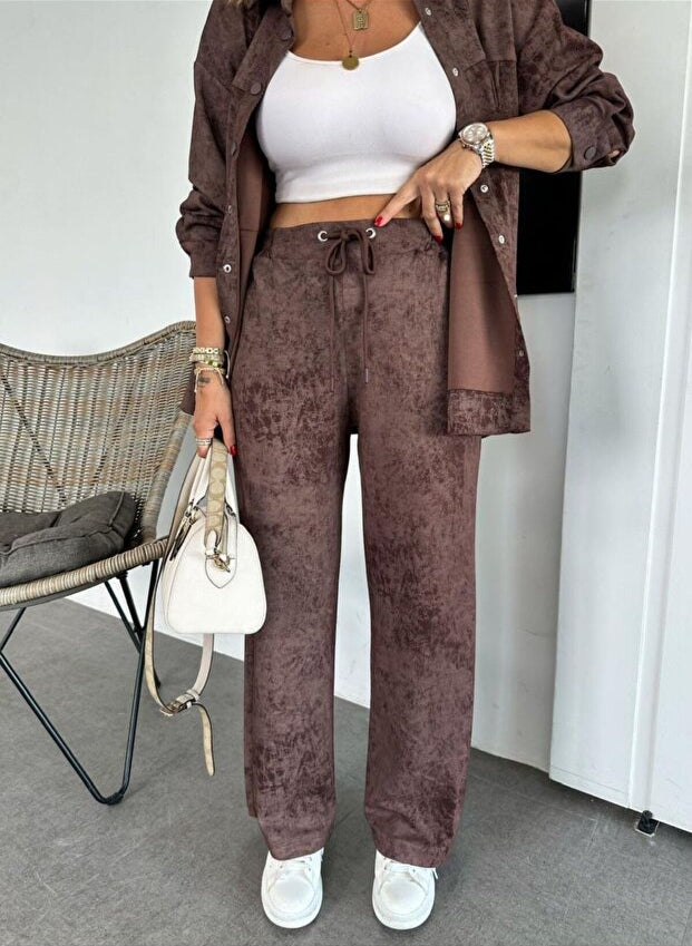 Demetria Biondi™ Lekki komplet składający się z marynarki i spodni z szerokimi nogawkami