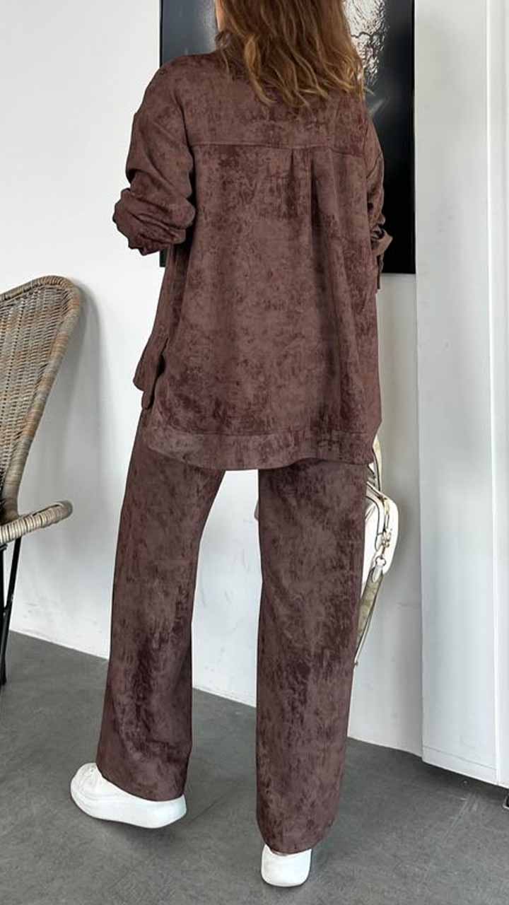 Demetria Biondi™ Lekki komplet składający się z marynarki i spodni z szerokimi nogawkami