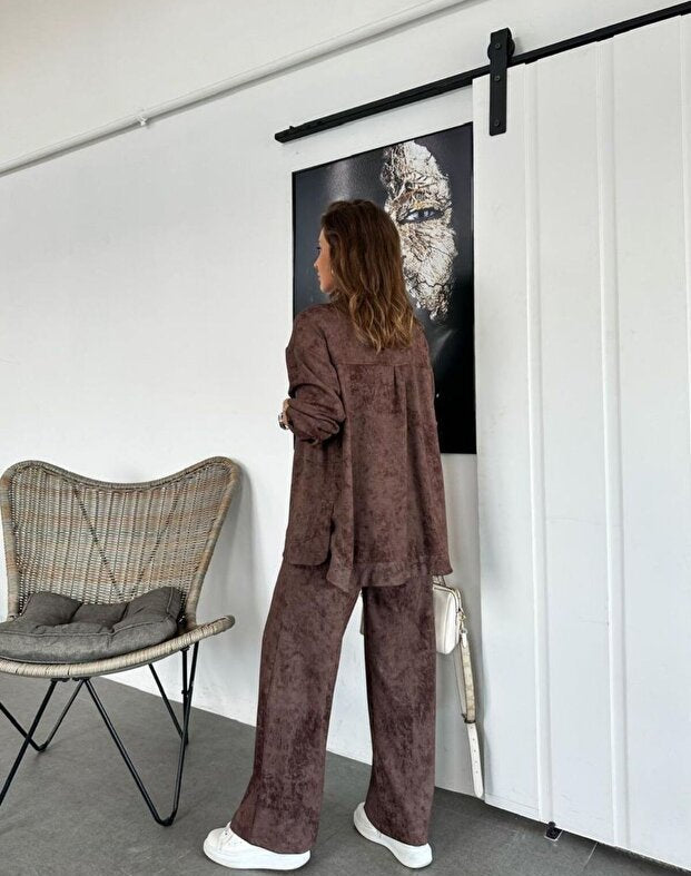 Demetria Biondi™ Lekki komplet składający się z marynarki i spodni z szerokimi nogawkami