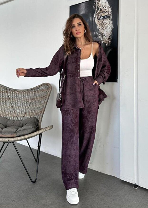 Demetria Biondi™ Lekki komplet składający się z marynarki i spodni z szerokimi nogawkami