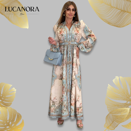 Elda Murano™ Casualowa damska sukienka maxi w stylu vintage