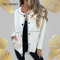 Elvira Torrisi™ Klasyczny dzianinowy kardigan typu bomber