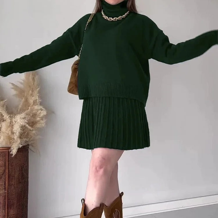 Fosca Solano™ Minimalistyczny komplet damski ze spódnicą i golfem