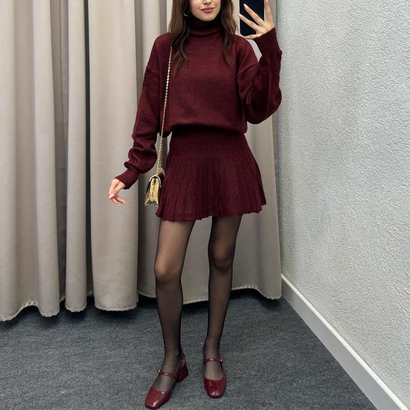 Fosca Solano™ Minimalistyczny komplet damski ze spódnicą i golfem