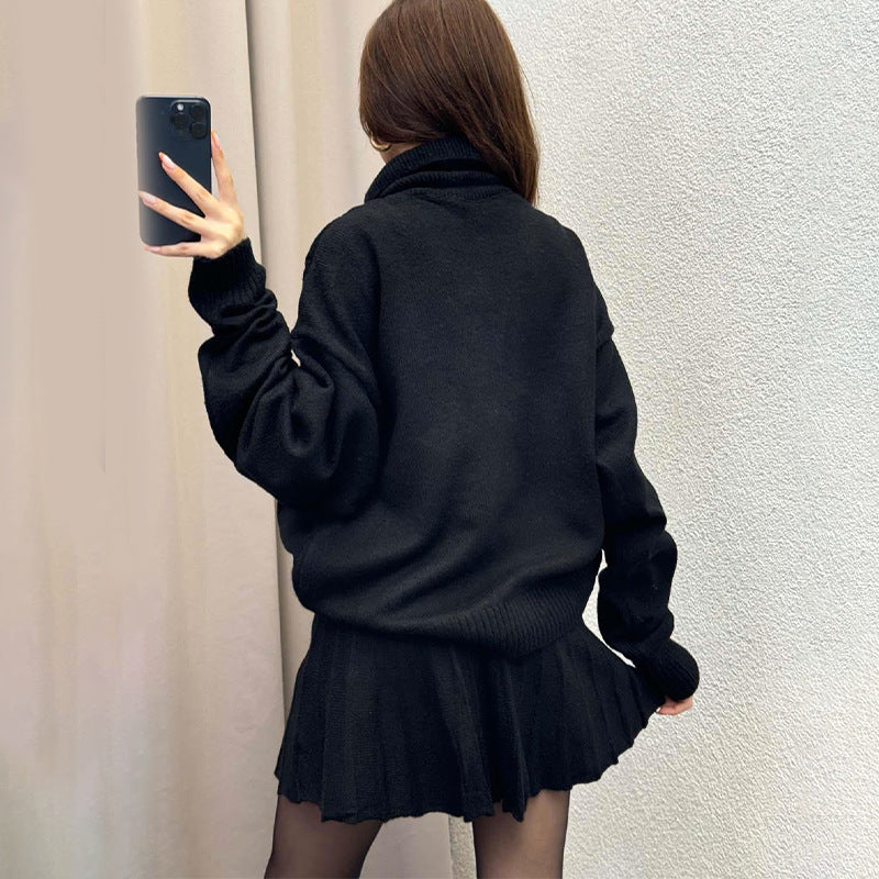 Fosca Solano™ Minimalistyczny komplet damski ze spódnicą i golfem