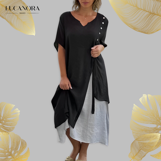 Jemma Onio™ Plus Size Asymetryczna Długa Sukienka