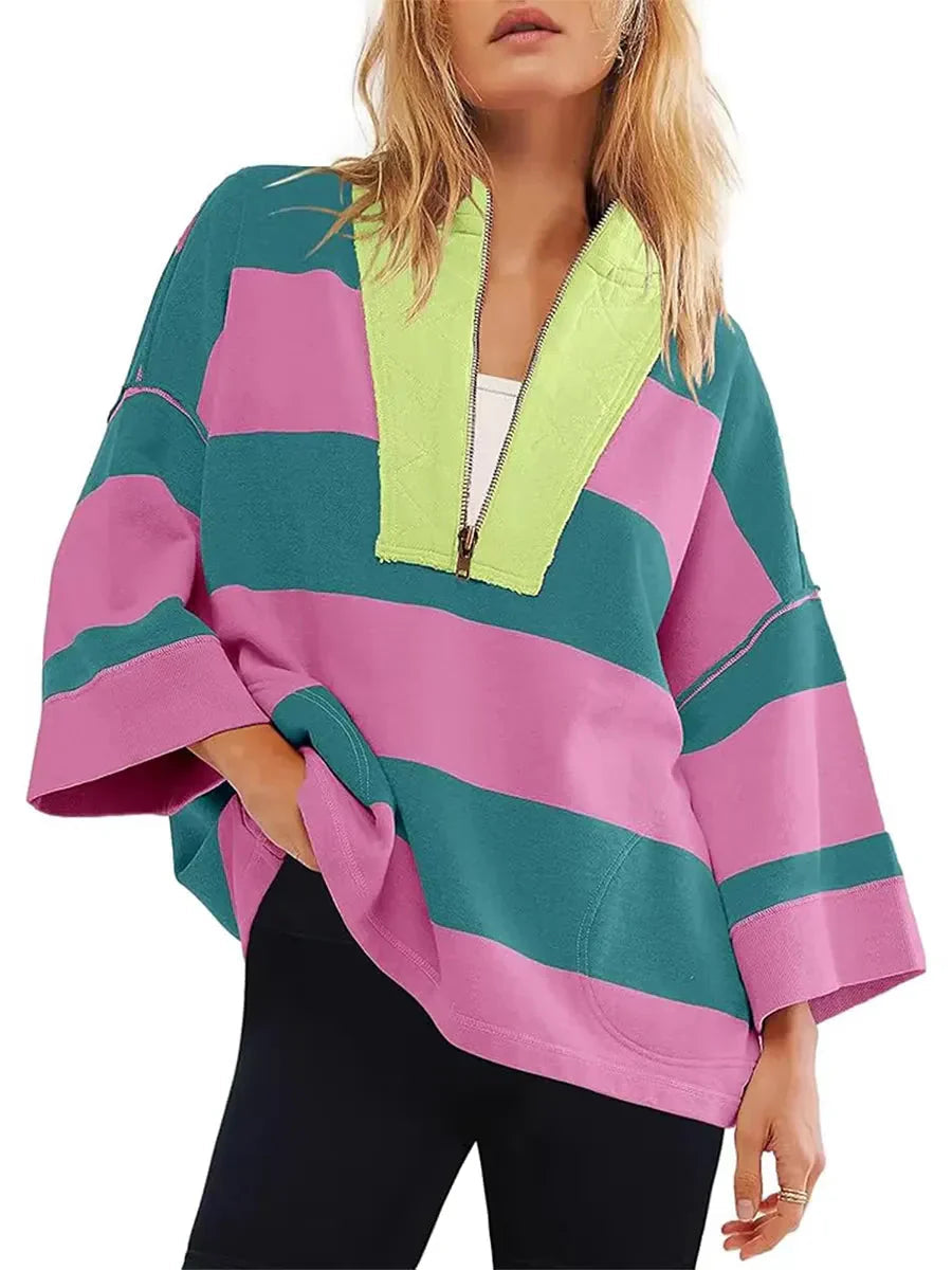 Keira™ Oversize'owa koszula w paski w stylu vintage