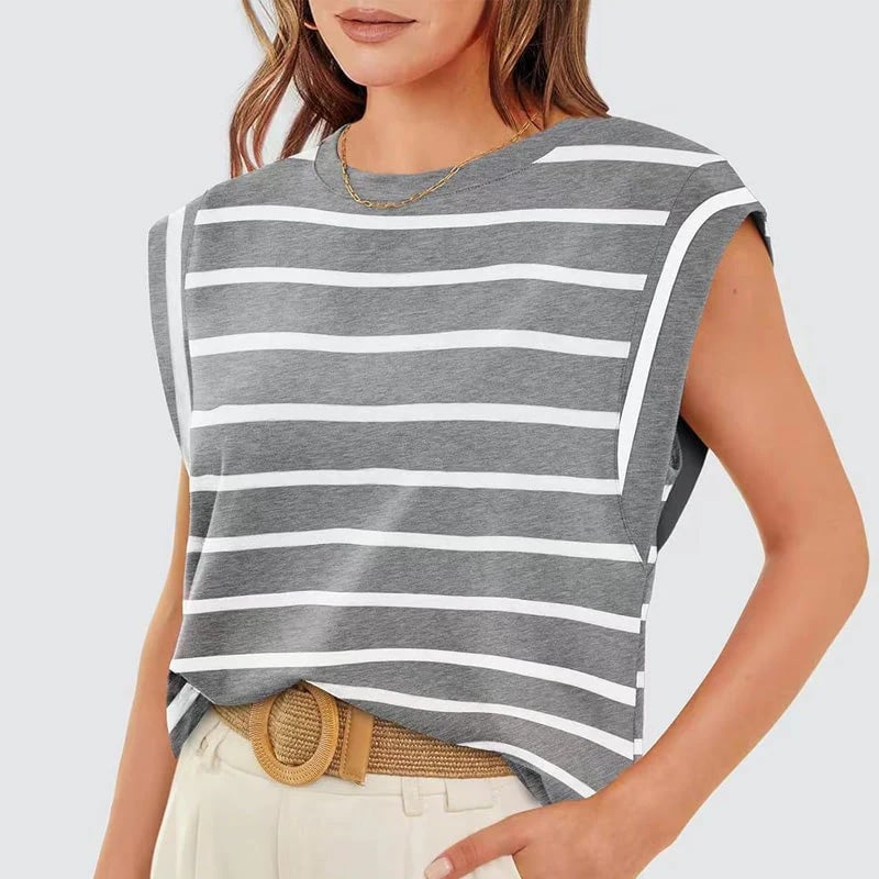 Liana Calo™ Damska bluzka w paski bez rękawów
