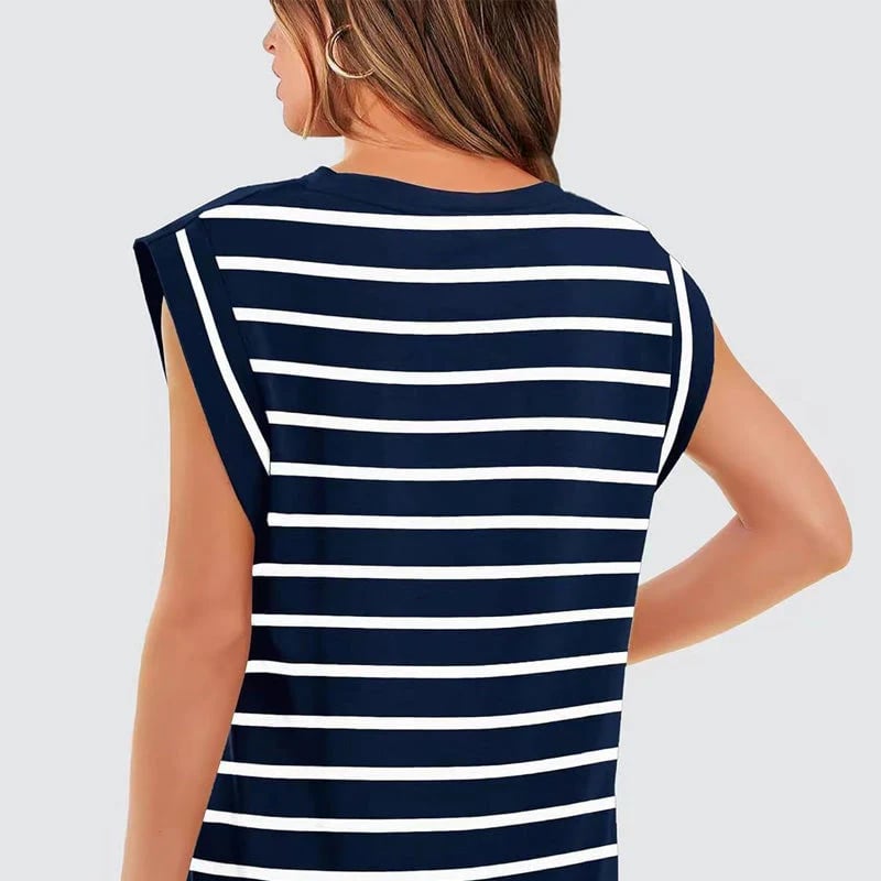 Liana Calo™ Damska bluzka w paski bez rękawów