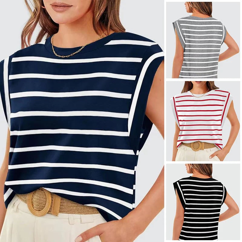 Liana Calo™ Damska bluzka w paski bez rękawów