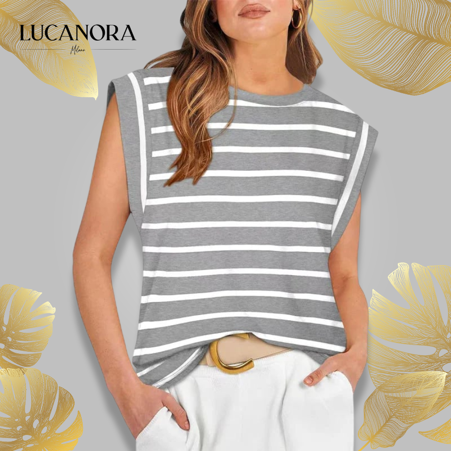 Liana Calo™ Damska bluzka w paski bez rękawów