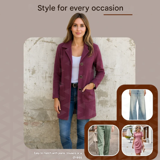 Luisa Murgo™ Elegancki kardigan z kołnierzem