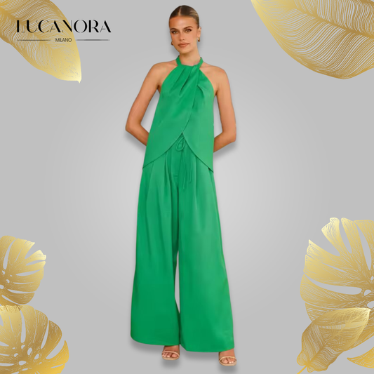 Luisa Bezio™ Elegancki komplet: top + luźne spodnie