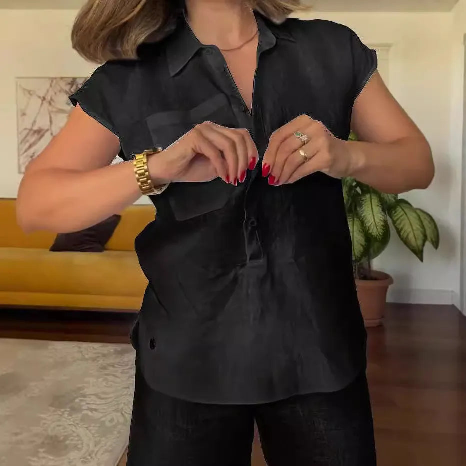 Magda Di Lallo™ – elegancki dwuczęściowy komplet z bluzką i spodniami