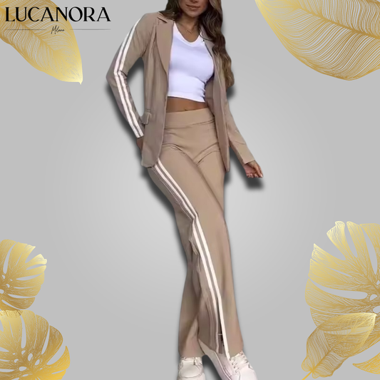 Maura Poccia™ Luźny dwuczęściowy komplet z marynarką i szerokimi spodniami