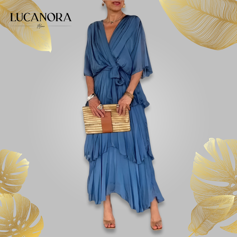 Moira Corda™ Elegancka sukienka warstwowa z dekoltem w serek