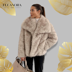 Morgana™ Stylowy płaszcz ze sztucznego futra