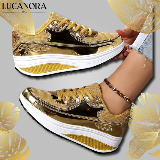 Nadia Pini™ Damskie sneakersy na platformie z połyskiem