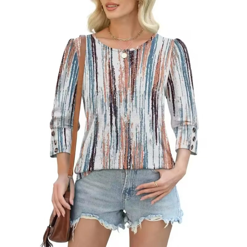 Neiva Maiocco™ Damska elegancka bluzka casualowa z rękawami 3/4