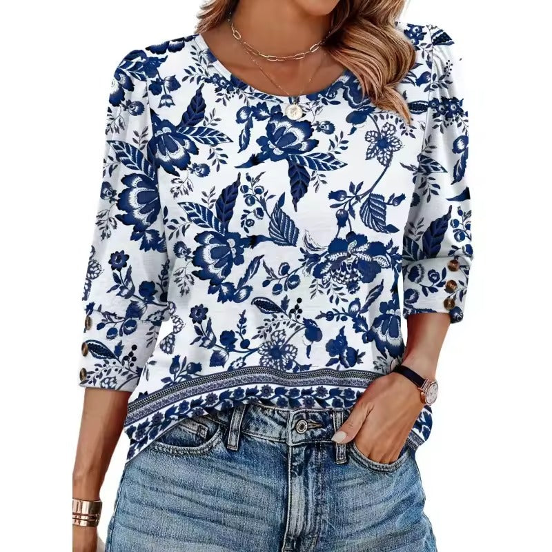 Neiva Maiocco™ Damska elegancka bluzka casualowa z rękawami 3/4