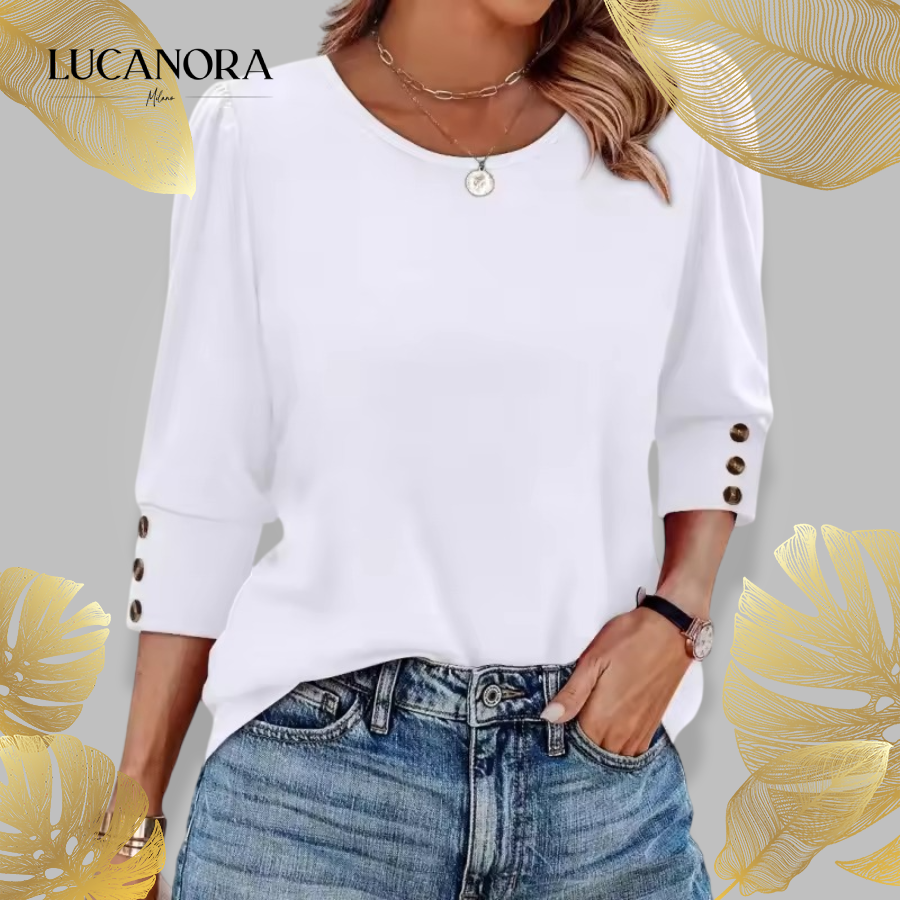 Neiva Maiocco™ Damska elegancka bluzka casualowa z rękawami 3/4