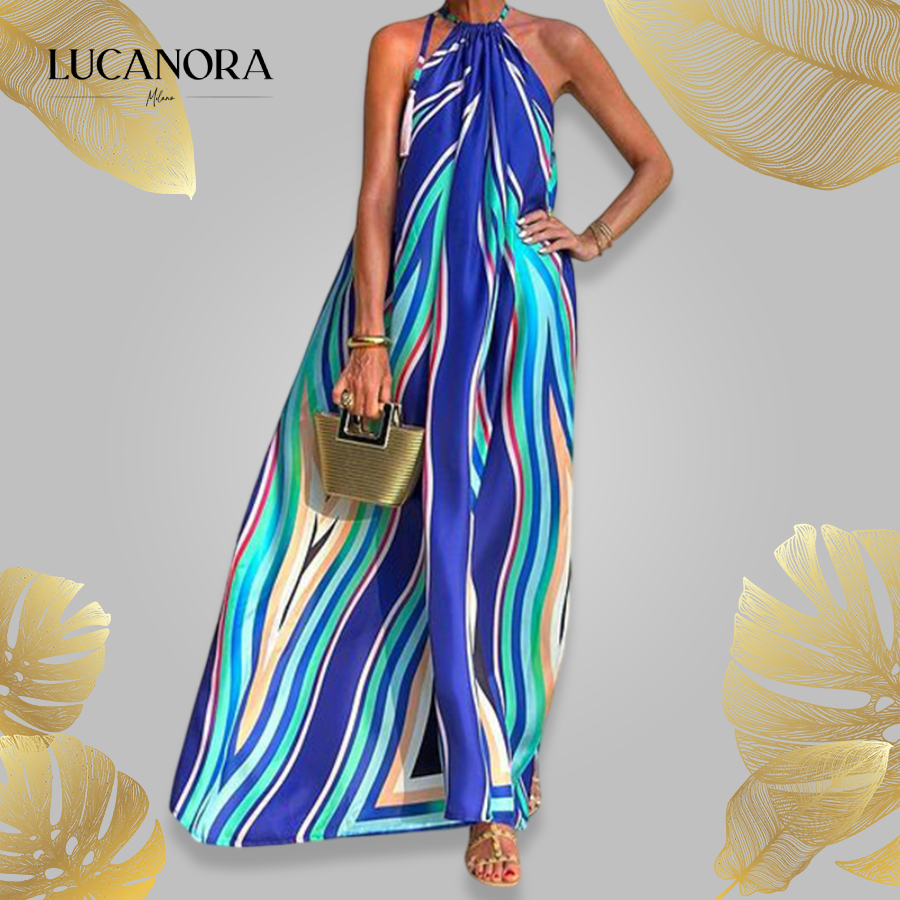 Ninfa Pignato™ Elegancka sukienka w paski z wiązaniem przy szyi