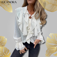Ottilia Renzo™ Elegancka bluzka z falbanką