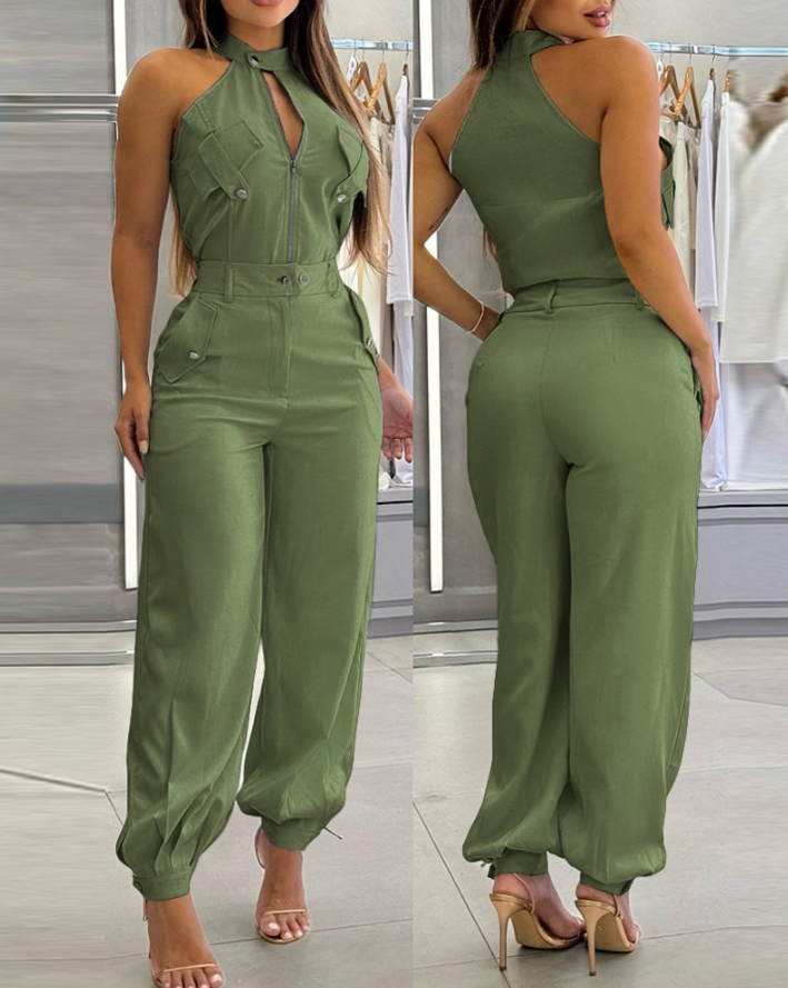 Rita Valenzano™ Dwuczęściowy komplet z topem halter i spodniami z wysokim stanem