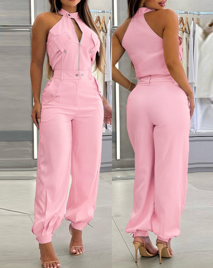 Rita Valenzano™ Dwuczęściowy komplet z topem halter i spodniami z wysokim stanem