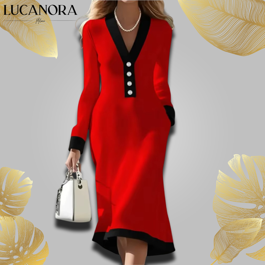 Romana Arace™ Elegancka sukienka z długim rękawem