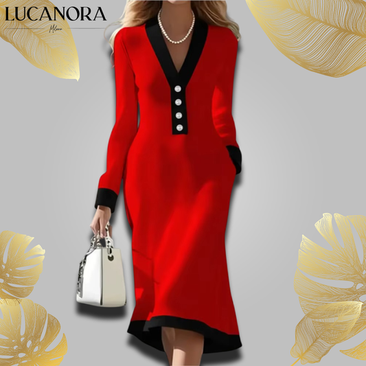 Romana Arace™ Elegancka sukienka z długim rękawem