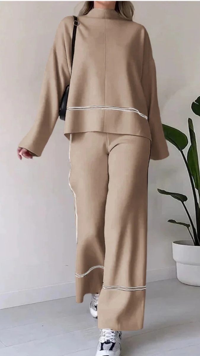 Rosalba Messano™ Elegancki jesienny komplet damski z półgolfem