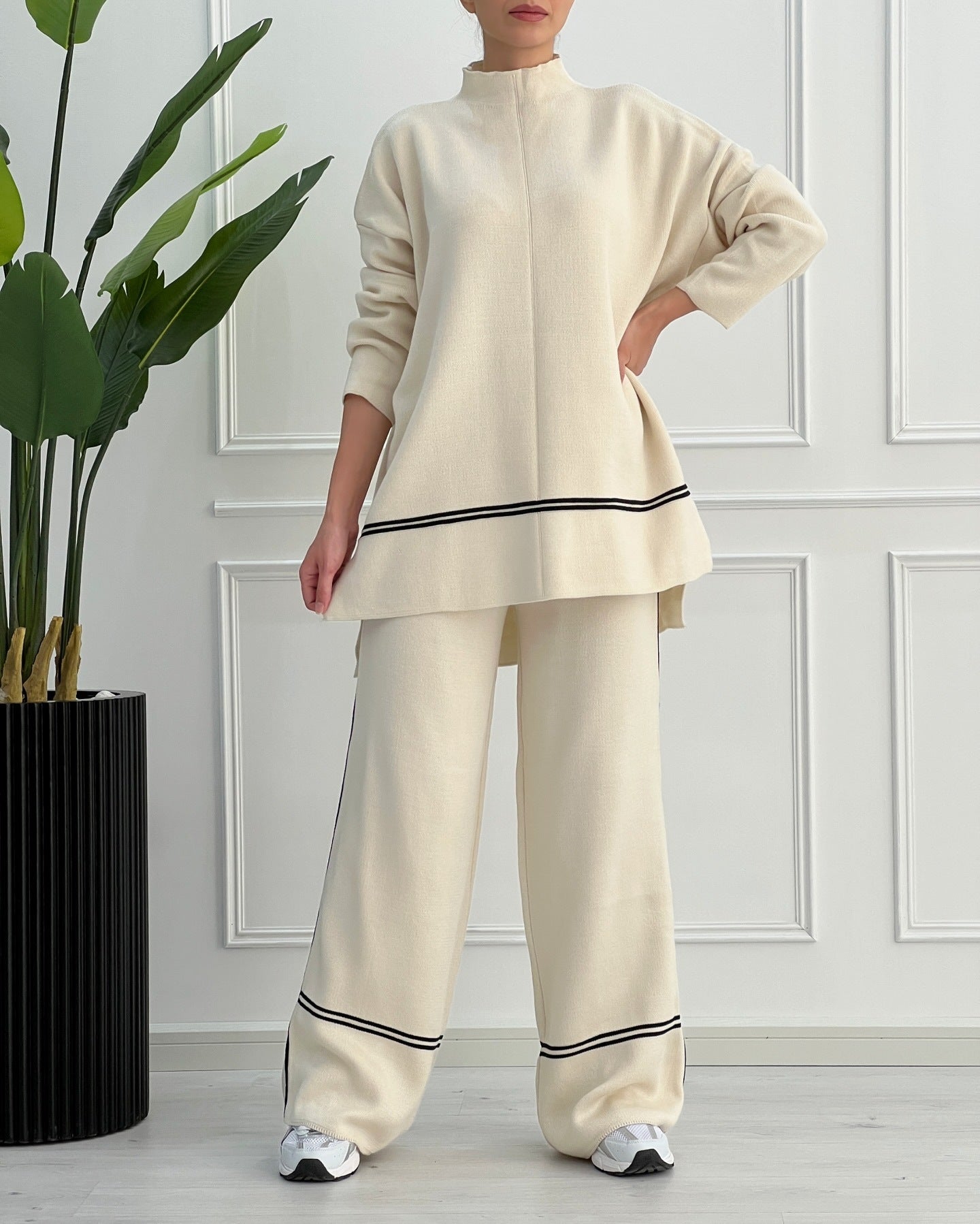 Rosalba Messano™ Elegancki jesienny komplet damski z półgolfem