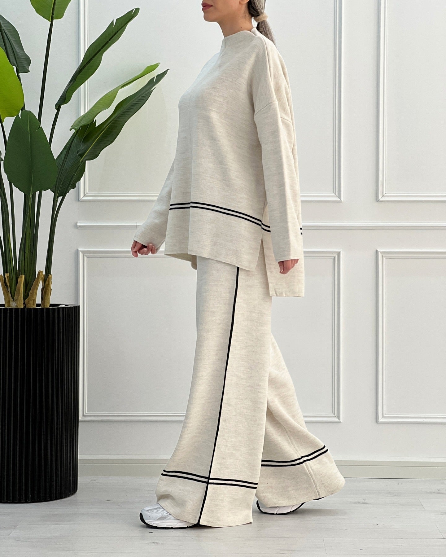 Rosalba Messano™ Elegancki jesienny komplet damski z półgolfem