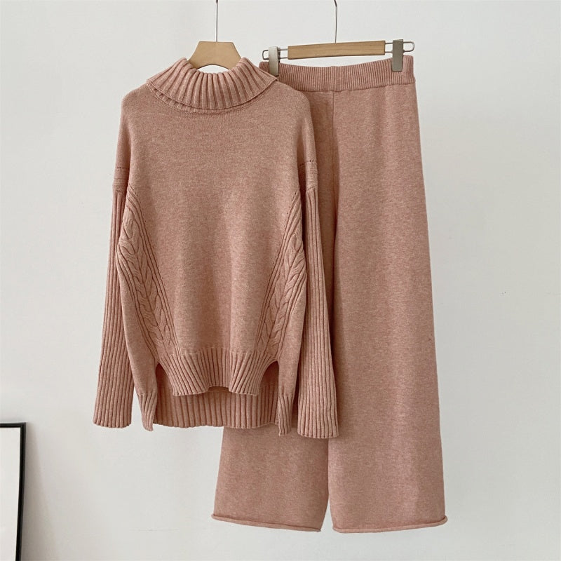 Degna Tomarchio™ Ciepły dzianinowy komplet z luźnymi spodniami