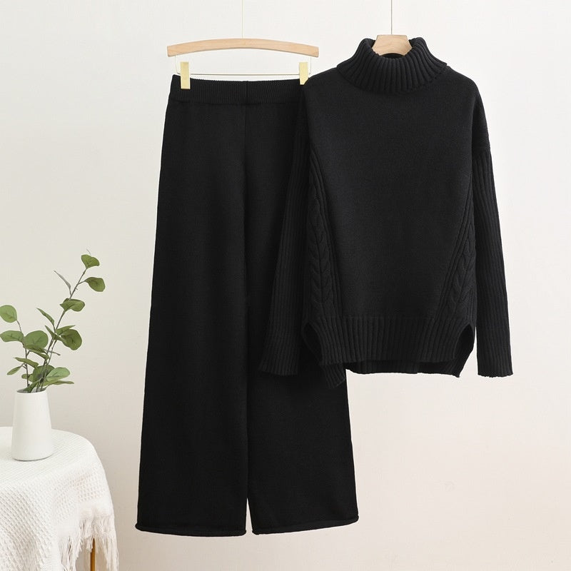 Degna Tomarchio™ Ciepły dzianinowy komplet z luźnymi spodniami