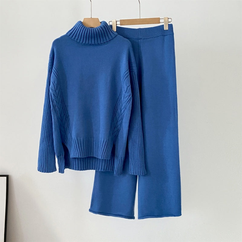 Degna Tomarchio™ Ciepły dzianinowy komplet z luźnymi spodniami